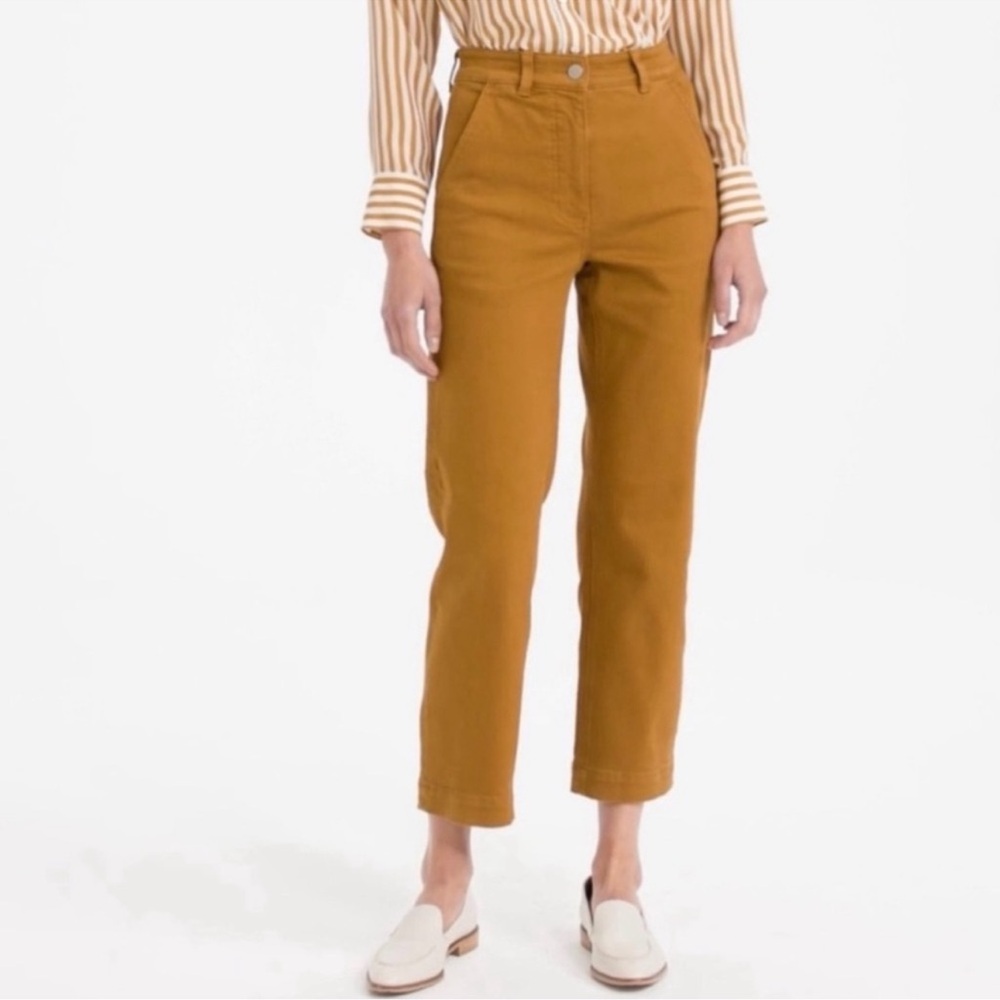 EVERLANE The Straight-Leg Crop Regular Pants SZ 6 High Waisted Golden Brown